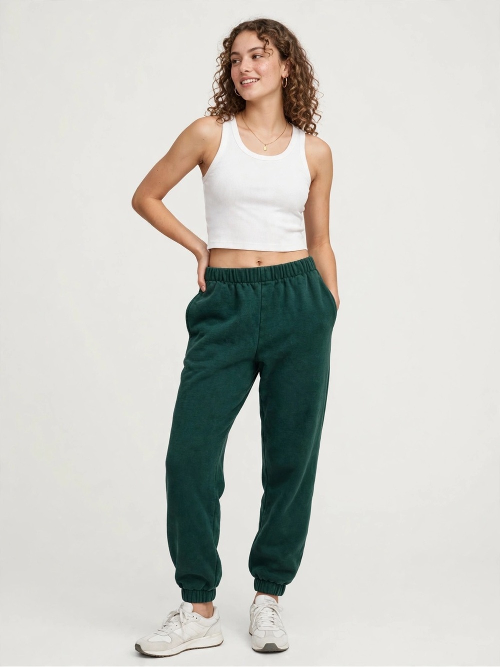 John Galt Green Fleece Jogger Sweatpants Elastic Waist Drawstring Cozy M
